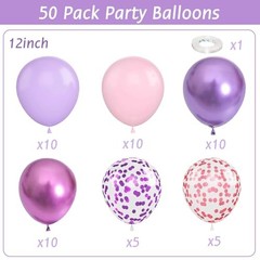 Purple and Pink Balloons – 50Pcs 12“ Metallic Confetti Latex Purple Pink