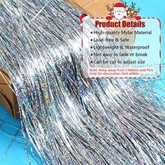 2000 Strands Christmas Tinsel Icicles, 19.7″ Shiny Mylar Foil Icicle Silver