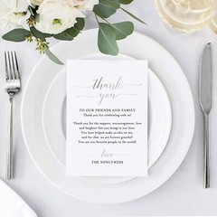 100 Bliss Collections Wedding Place Setting Thank You Cards 4×6 Silver foil