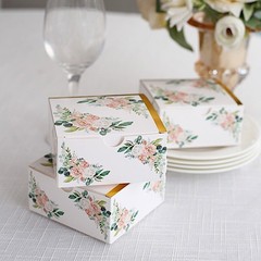 25 GOLD 4″ Party Favor BOXES Floral Printed Candy Gift Holders Events Supplies