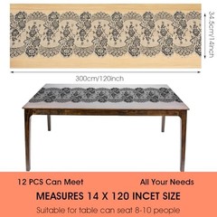 12 Pcs Black Lace Table Runners 14 x 120 Inch Rustic Wedding Table Runner