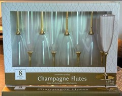 8pc. Gold Stemmed Premium Quality Champagne Flutes – 4.5 fl. oz. (133 ml)