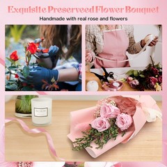 Mother’ s Day Gifts Forever Flowers Bouquet, Preserved Pink Rose