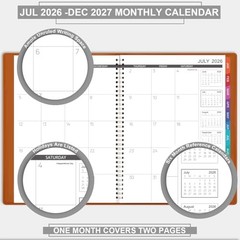 2026-2027 Monthly Planner – 2026-2027 Calendar/Planner 18 Months with Brown