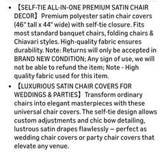 White Linen Polyester FOLDING CHAIR COVERS Reusable – Wedding Event Party 10CT