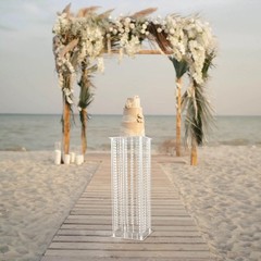 32″ CLEAR Acrylic Centerpiece STAND Hanging Crystal Beads Party Home Decorations