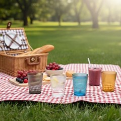 5 PCS Colored Plastic Drinking Glasses, Reusable Acrylic Drinking 5 Colors