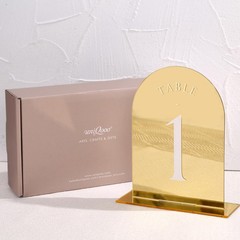 Gold Mirror Arch Wedding Table Numbers 115 Acrylic Signs 5×7 Inch 15 PCS