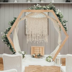 Wooden Wedding Arch Hexagon Arbor Backdrop Stand for Indoor Outdoor Garden Decor