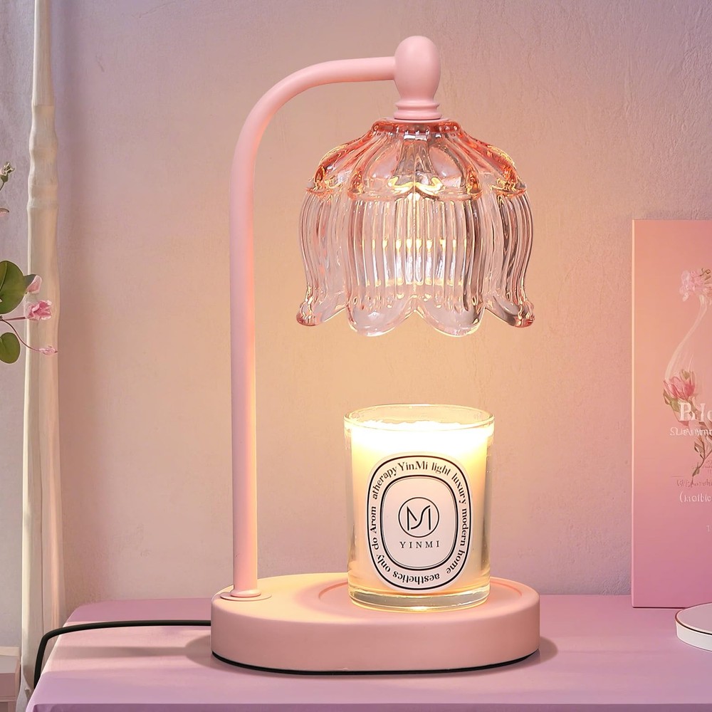 MEIXISUE Pink Candle Warmer Lamp with 4.7 x 7 x 11.81 inches, flower