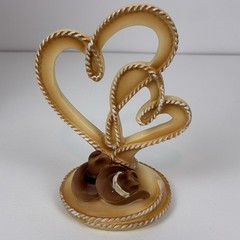 Wedding Toasting Set: 2 Gold Heart Champagne Flutes + Cake Topper + Boot Shots