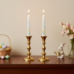 Rely+ Gold Candle Holders Set of 2 Decorative Centerpiece Table Medium,