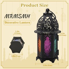 6.7» Moroccan Lanterns Decorative Indoor & Outdoor Vintage Candle Black
