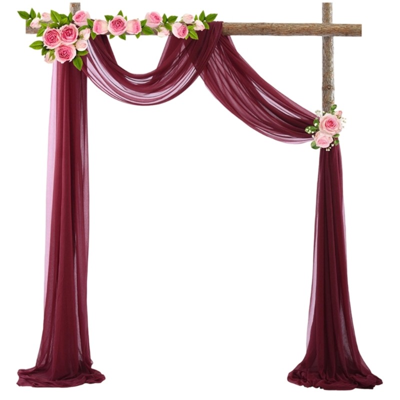 Rusts Pearls Chiffon Curtain Wedding Arch Drape Luxurious Wedding Arch Drape