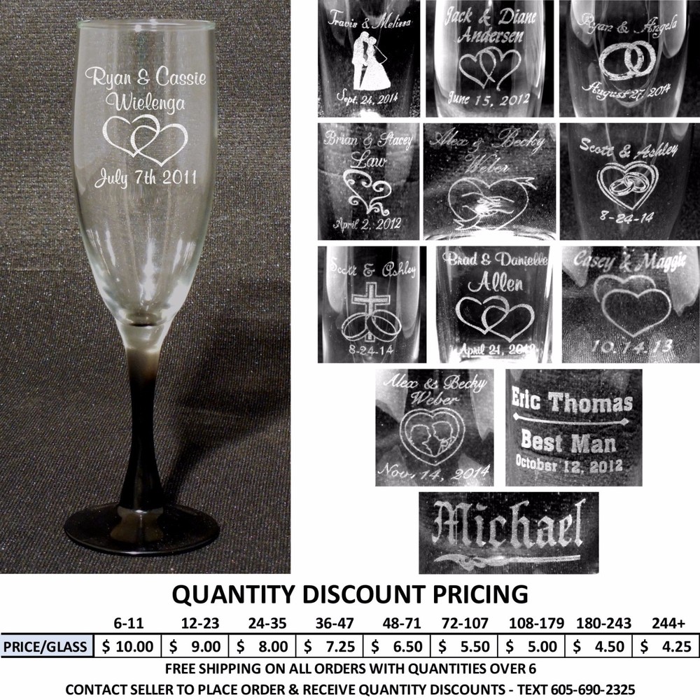 Set of 2 Personalized Toasting Flutes – Laser Engraved Wedding Party Gifts Bride