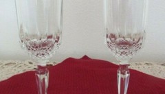 Molded Cut Glass Pair of Champagne Flutes – Total Height: 8.5″ NEW #G899(pl)