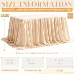 Table Skirt for Rectangle Tables 9FT Sheer 108″ x 30″ (Rectangular) Champagne