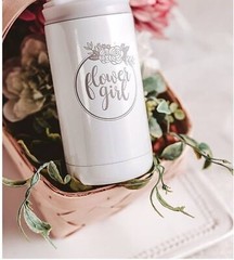 Handmade laser engraved double insulated flower girl 200ml flask NIB hot & cold