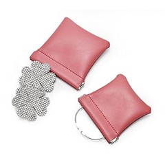 PU Leather Jewelry Travel Bag Leather Jewelry Pouch 3.54″x3.54″ Pink