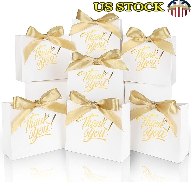 Thank You Small Gift Bags Wedding Party Favors Eco-Friendly Boxes Bulk Ribbons