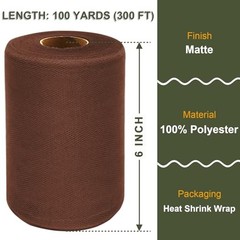 Brown Tulle Fabric Roll 6″ x 300 FT (100 Yards) Matte Ribbon Netting