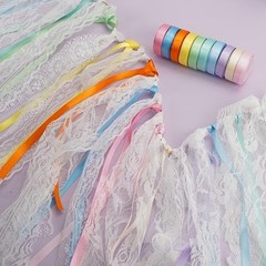 Pastel Rainbow Ribbon Assortment Satin Rainbow Colored Ribbon 3/8″ X 50 Yards