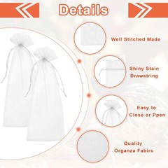 14 x 5 Inch Organza Wine Bags 20 Pcs Gift Wrap Bags for Wedding Favors White