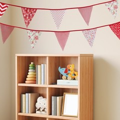 Elegant Vintage Floral Cotton Bunting Banner 10m Length with 36 Triangle Flags
