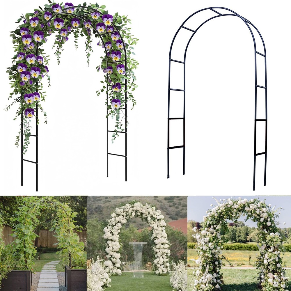Garden Arch Trellis for Climbing Plants Outdoor – 4.6 * Without base, Black