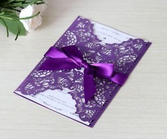 100x Wedding Invitation Cards Laser Cut Hollow Out Romantic Holiday Party Floral