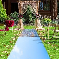 3.3 x 98.4 ft Aisle Runner for Wedding Ceremony Double Sided Reflective Silver