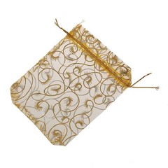 100Pcs 10X15cm Eyelash Printed Gold Organza Bags Jewelry Pouch Bags Organza8653