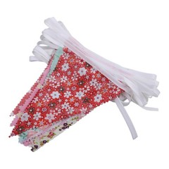 Elegant Vintage Floral Cotton Bunting Banner 10m Length with 36 Triangle Flags