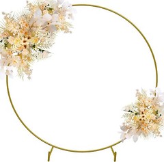 6.6FT Round Backdrop Stand Golden Circle Balloon Arch Wedding Ring Arch Stand