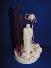 New Vintage Wilton «Reflection» Wedding CakeTop, white porcelain, pink 117-305R