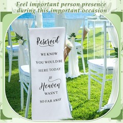 HunnmingRe Reserved Wedding Chair Sign Banner Loving Memory Linen, White