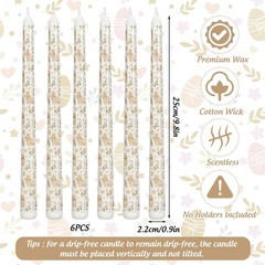 6Pcs Easter Dripless Taper Candles 10 Inch Long Unscented Candle Sticks Waterco