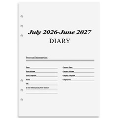 2026–2027 Weekly Planner Refills for A5 6-Ring Binder, Monthly Planner Jul