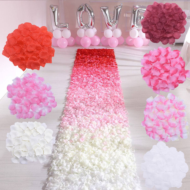 1000 × Silk Rose Petals Romantic Decor Fake Flowers Confetti Wedding Engagement