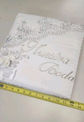 Elegant White Nuestra Boda Wedding Photo Album 11″x12″ 3 Ring Binder