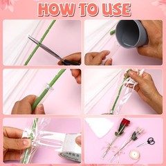 AUGSUN 120 PCS Flower Bags for Bouquets Single Rose Sleeve Transparent Plastic F