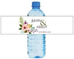 100 Elegant Flower Wedding Birthday Party Water Bottle Labels 8″x2″