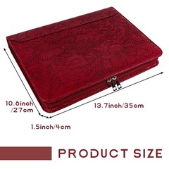 Vintage Red Embossed Planner Binder,Padfolio for Women,Leather Binder 3 Ring,…