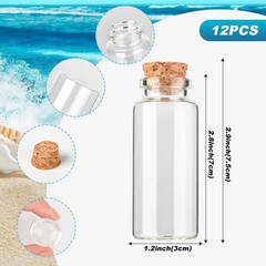 HPOPO 12PCS Mini Glass Bottle with Wood Cork Stoppers,30ml 1 Ounces, 30*70mm
