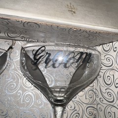 Vintage Bride And Groom Glass Wear