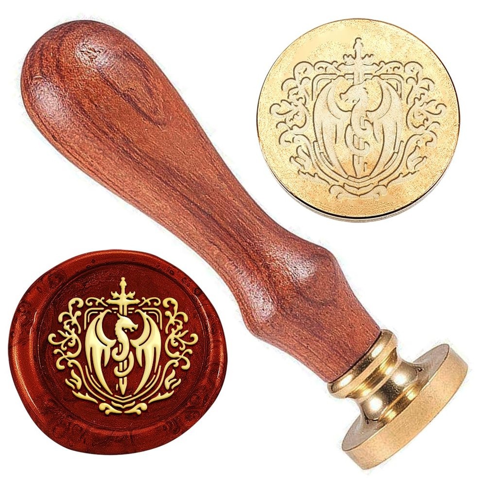Dragon Sword Wax Seal Stamp 1″ Vintage Embossed Stamp Sealing | Removable Hea…