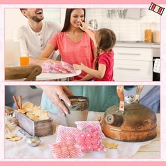 200 Pcs Cookie Bags, 4 x 4 in Self Sealing Cellophane Treat Bags Plastic Pink