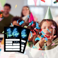 Neon Glow 14th Birthday Invitations 4×6 20 Cards with 20 Envelopes for Boys A…