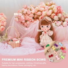 100 Mini Bows 0.8″ Ribbon for Multicolor Flowers