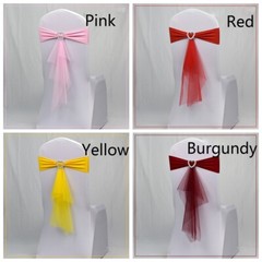 10X Chair Cover Band Bow Sashes Rhinestone Buckle Slider Banquet Wedding Party